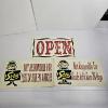 Image 1 : Three Vintage Retail Store Signs With Open And Business Disclaimer Text