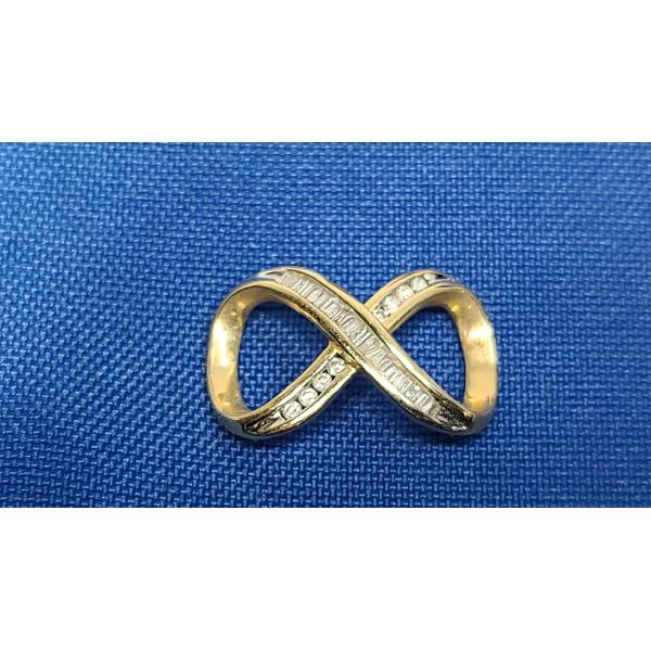 14K Gold Diamond Infinity Pendant - Weight: 2.5g