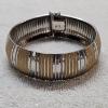 Image 1 : ELEGANT!!! 925 Sterling Silver Italy 2-Tone Gold Vermeil Wide Ribbed Flex Gate Bracelet 7.5" (28.7g)