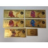 Image 1 : x5 Assorted PAC-MAN $100 999999 24K Gold Foil Banknotes Set w/ CoA