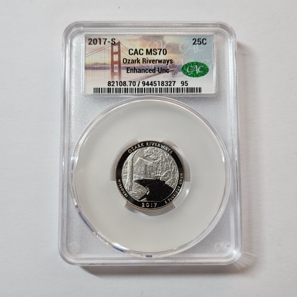 2017-S Ozark Riverways Quarter CAC MS70 Enhanced Uncirculated