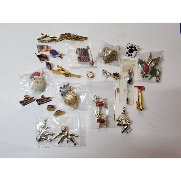 Lot of Over 20 Assorted Gold-Tone Pins