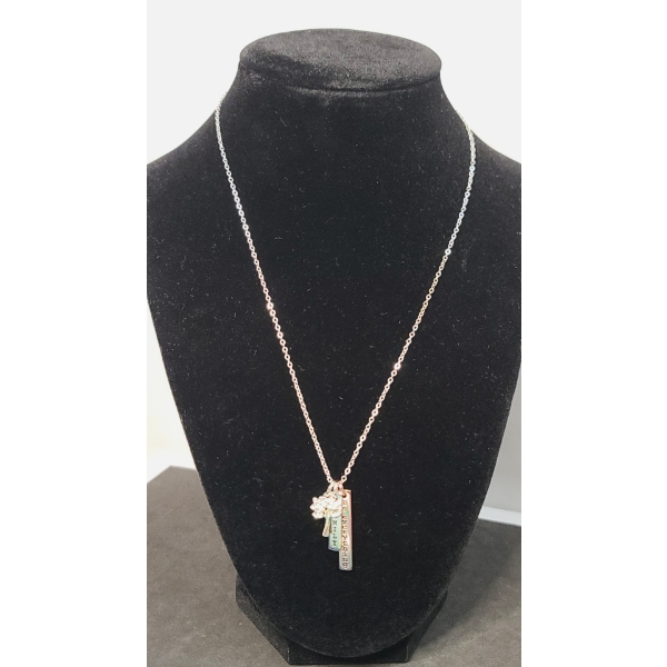 Fine Silver Plated "Family Is Everything" 18" Necklace With Swarovski Crystals 