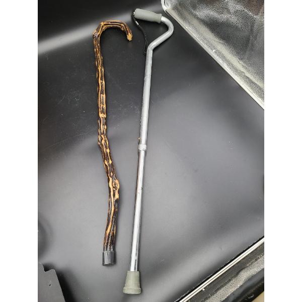 2 Canes - One Normal Cane - One Beautiful Wooden Cane 