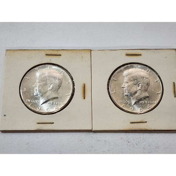 Two 1964 90% Silver Kennedy Half Dollars 