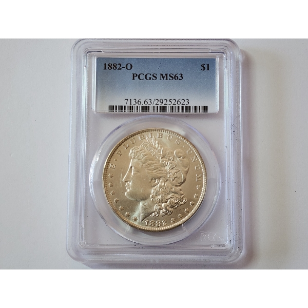 PCGS MS 63 Graded 1882-O 90% Silver Morgan Dollar 