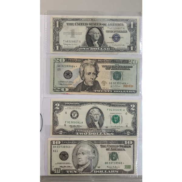 Assorted U.S Currency Including (2) Federal Reserve Star Notes - Face Value: $33.00