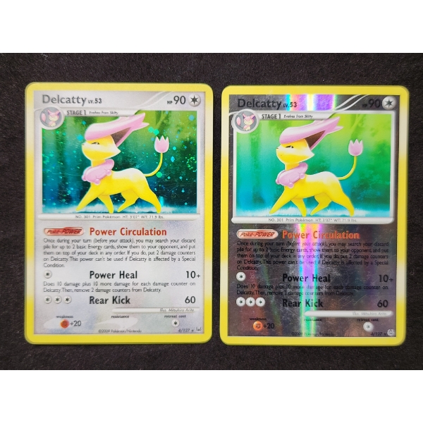 Two Delcatty LV.53 4/127 Holo & Reverse Holo Rare Vintage 2009 Pokemon Trading Cards ~ HOLO SWIRL!