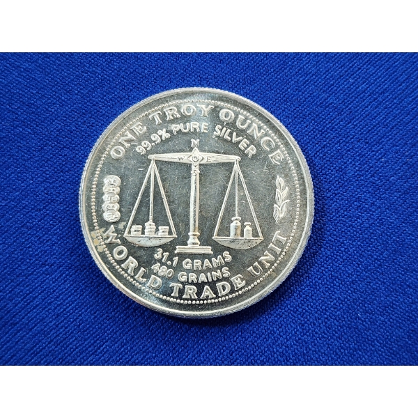 FCCB World Trade Unit One Troy Ounce .999 Fine Silver Round 