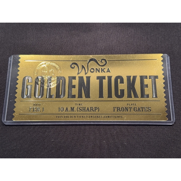 Incredible Vintage Willie Wonka Movie Golden Ticket In Protective Holder - Rare Opportunity!!