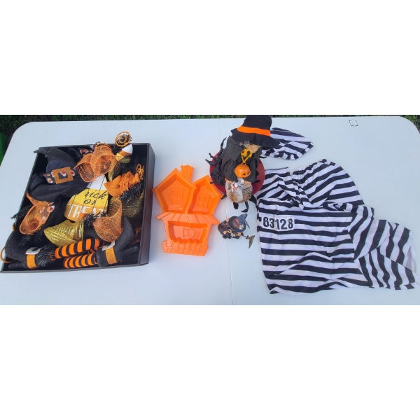 Assorted Halloween Items - Wreath, Witch Decor & More 