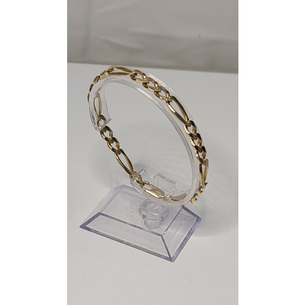 14K Yellow Gold 8" Figaro Link Style Chain Bracelet - Weight: 18.1g