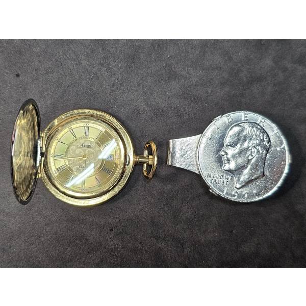Pocket Watch and Eisenhower Money Clip