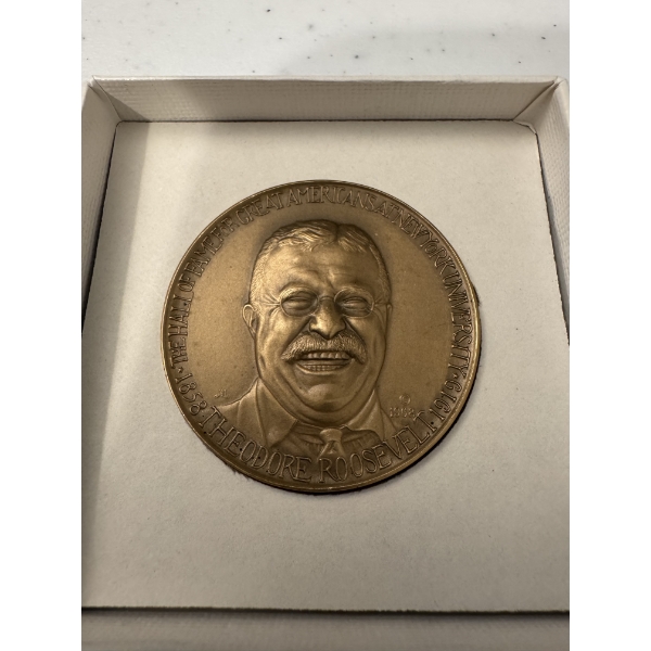  Rare Vintage Teddy Roosevelt Hall of Fame For Great Americans Medal - More Valuable Smaller Medal