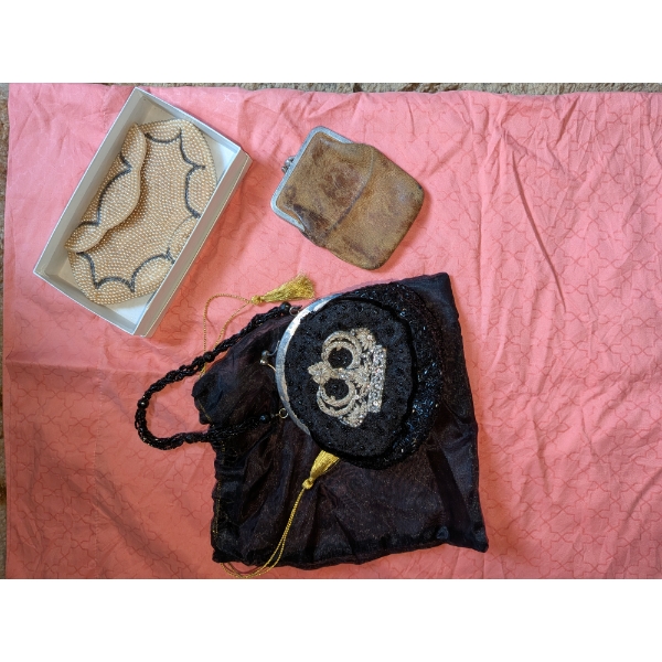 Great Condition Beaded Vintage Bags, And Leather Cigarette Case
