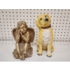 Image 1 : Two Decorative Statues ~ 9 Inch Tall Angel & 11 Inch Tall Dog 
