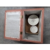 Image 3 : MCM 15''x15''x24'' Storage Ottoman With Small & Large Ceramic Plates 