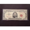 Image 1 : 1963 United States $5.00 Lincoln Red Seal Note - Excellent Condition