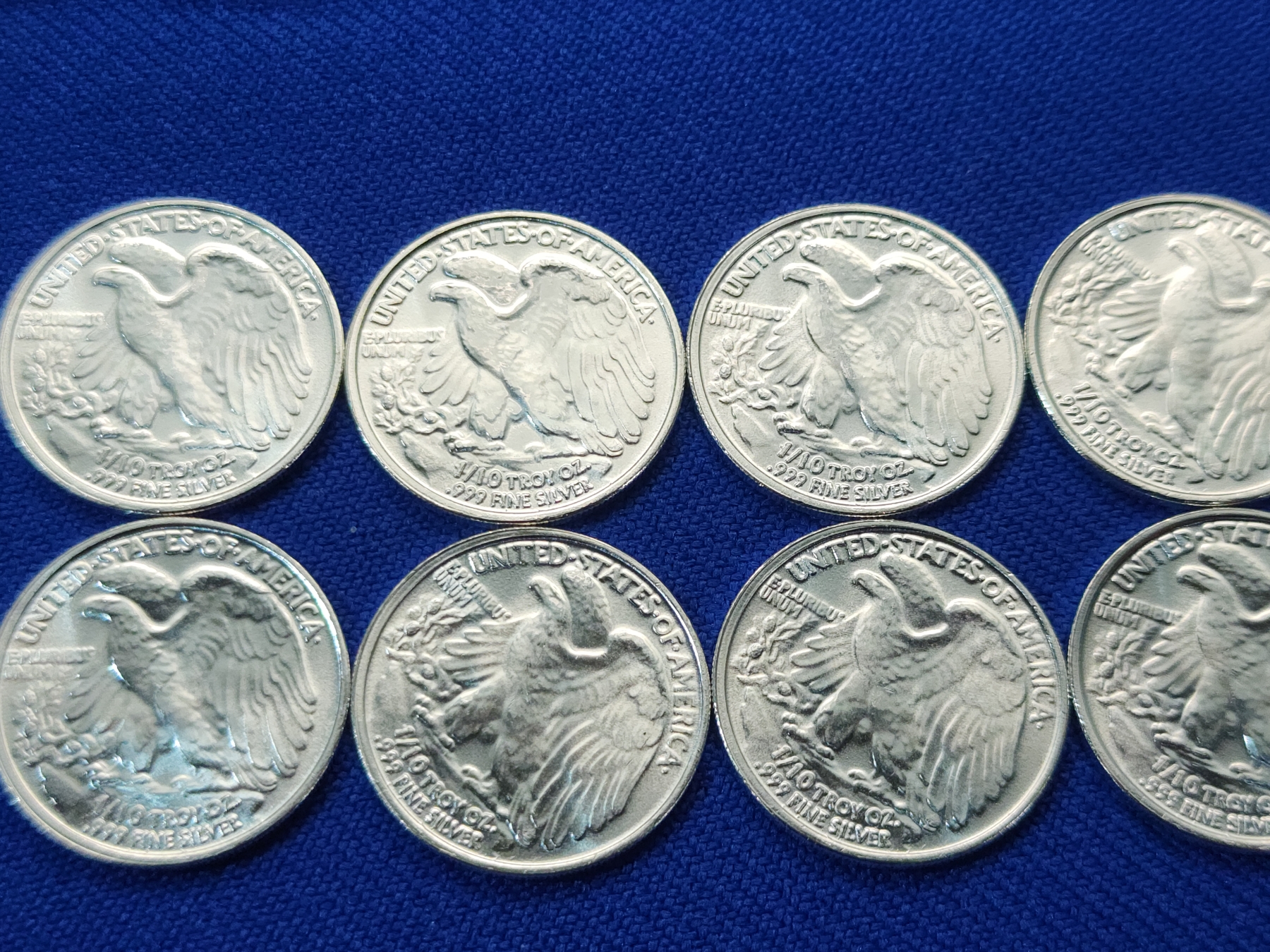 Liberty Tree Silver Rounds Lot of (10) 1/10th troy oz Walking Liberty Silver Rounds .999 Silver ...