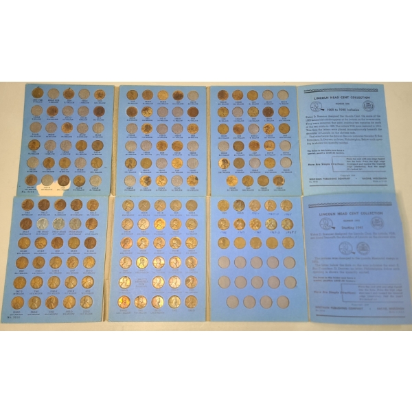 (2) Partially Filled U.S Lincoln Cents Whitman Coin Collection Books Featuring 1909 VDB - FV: $1.27