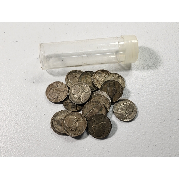 x16 Assorted Years/Mint Marks Wartime 35% Silver Nickels FV: $0.80