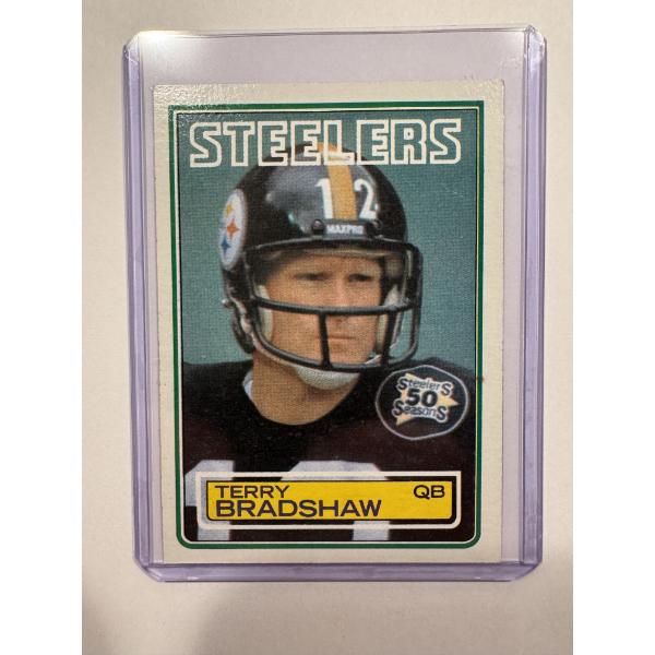 1983 Topps Terry Bradshaw Pittsburgh Steelers Football Card In Protective Holder