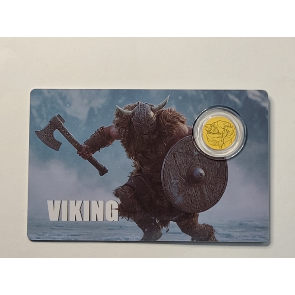 Republic of Liberia 2026 $12 VIKING 1/1000 Oz .9999 Gold Coin In Assay Card