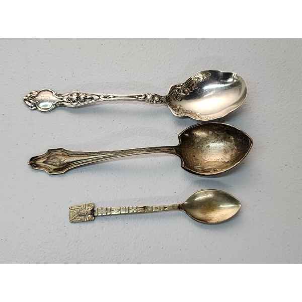 3 Intricate Sterling Silver Spoons - Total Weight: 58.8g