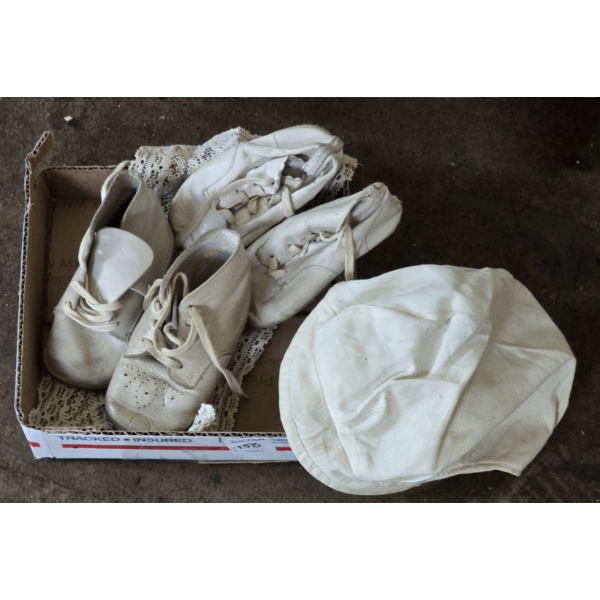 2 Pairs of Vintage Baby Shoes, Baby Hat and More