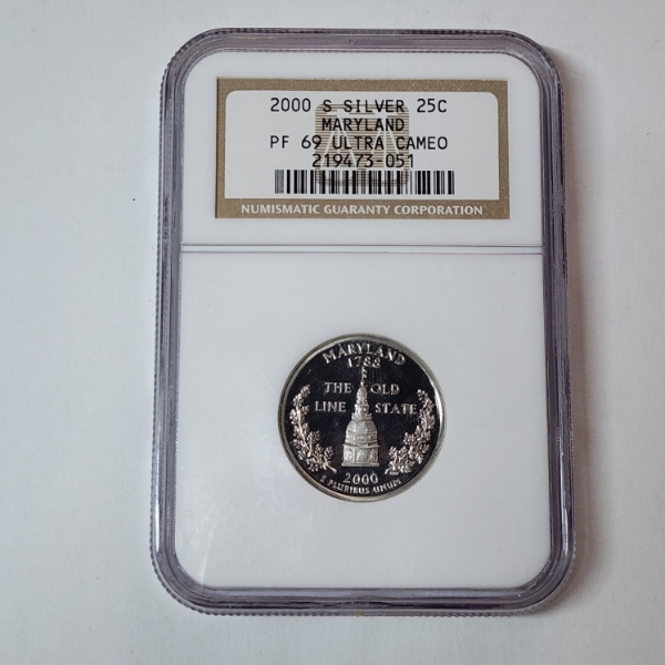 2000-S Maryland State SILVER Quarter Graded by NGC PF69 Ultra Cameo
