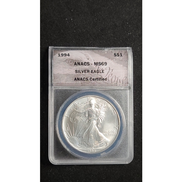 ANACS 1994 MS69 1 oz 999 Fine Silver American Eagle