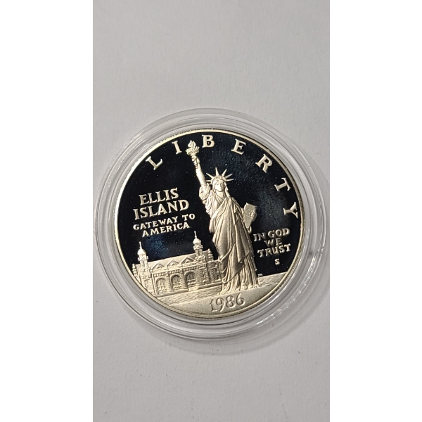 1986-S Statue of Liberty Centennial 90% Silver Proof Dollar In Coin Capsule