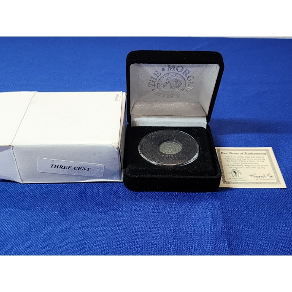 1865 U.S. Three Cent Nickel with Display Box and COA