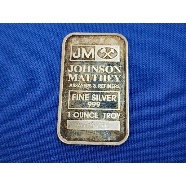 Johnson Matthey 1 Troy Ounce .999 Fine Silver Bar