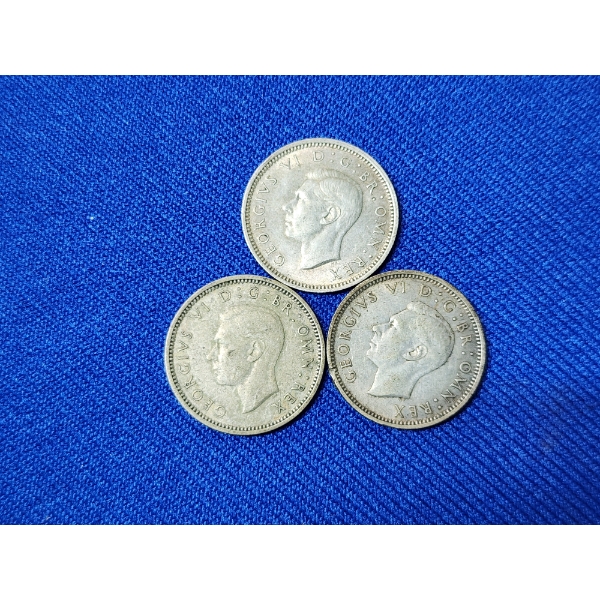x3 Great Britain 6 Pence Silver Coins ASW: 0.0455 oz Each