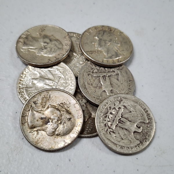 Eight Assorted United States 90% Silver Quarters ~ $2.00 Face Value