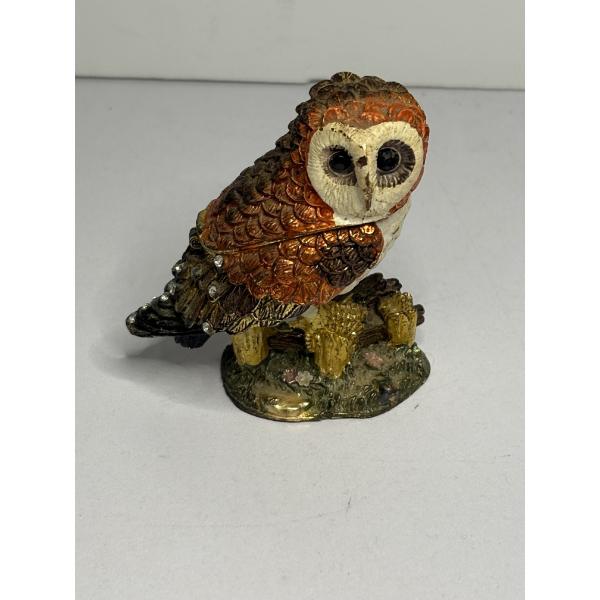 Hinged owl trinket box - ~ 3 inches tall