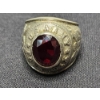 Image 2 : Nice Sterling Silver US Army Ring With Red Garnet Stone - Size 8 - Weighs 19.9 Grams