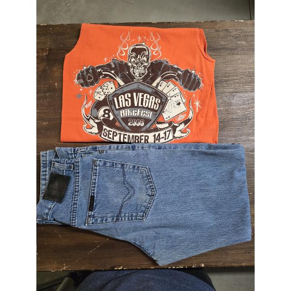 Harley Davidson Jeans Size Small and Las Vegas BikeFest 2006 Tank Size S