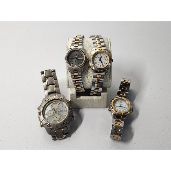 Lot of 4 Men's Wrist Watches Including Citizen & Guess Two-Tone