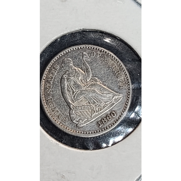 1860 Liberty Seated 90% Silver Half Dime 