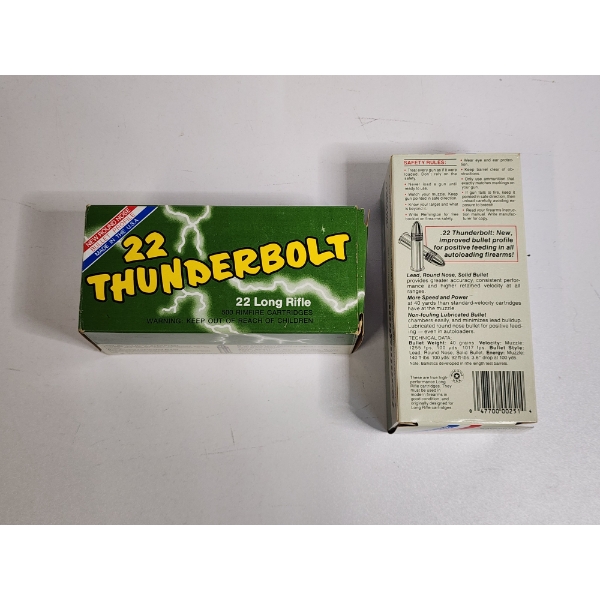 2 Full Boxes of 22 Thunderbolt Long Rifle Ammo - 1000 Rimfire Cartridges Total! 