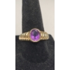 Image 2 : 14K Yellow Gold Ribbed Bombe Style Ring With Amethyst - Size 7 - Total Weight: 5.2g