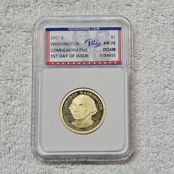2007-S George Washington Presidential Dollar Proof Coin graded PR70 DCAM by IGS