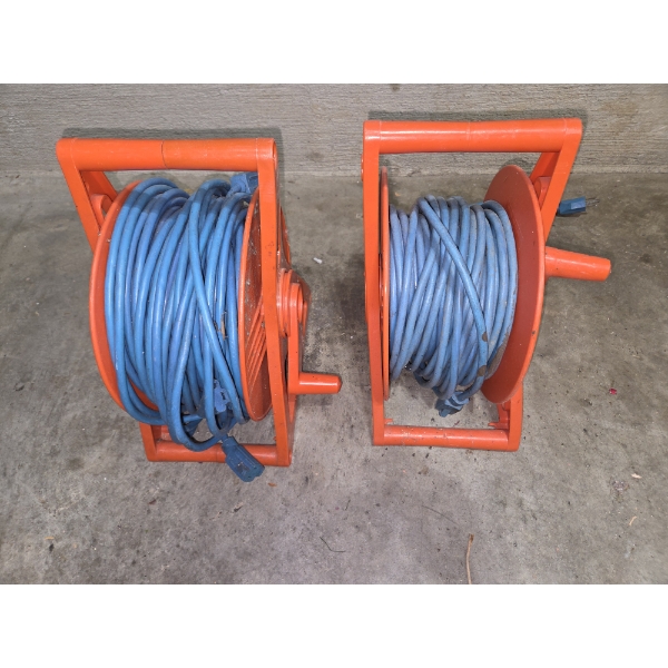 Two Heavy Duty Extension Cords On Reels. Like New!