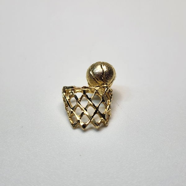 14K Yellow Gold Basketball & Hoop Pendant - Total Weight: 1.0g
