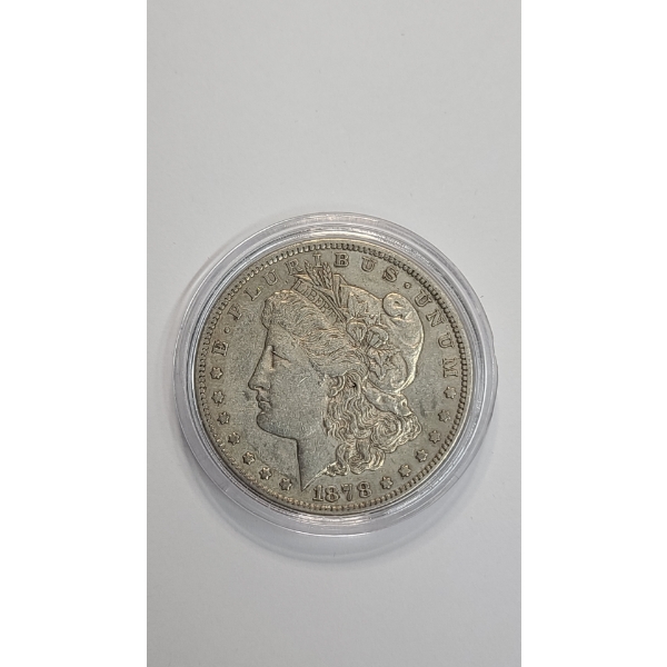 United States 1878-P Morgan 90% Silver Dollar In Coin Capsule