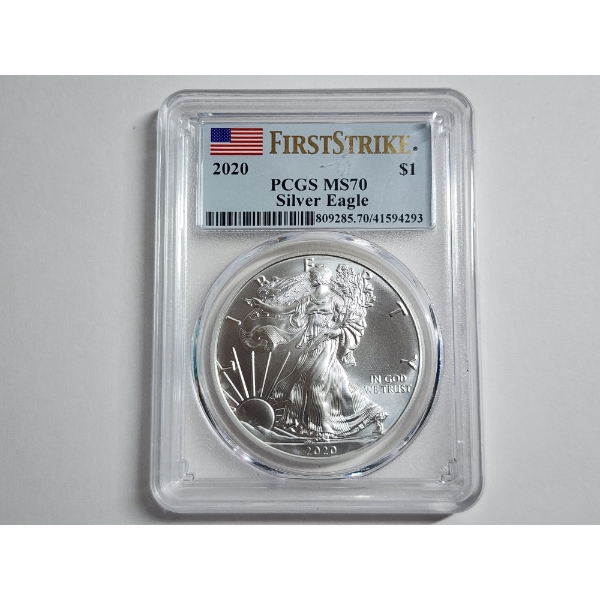 2020 First Strike American Silver Eagle 1 oz .999 Fine Silver PCGS MS 70