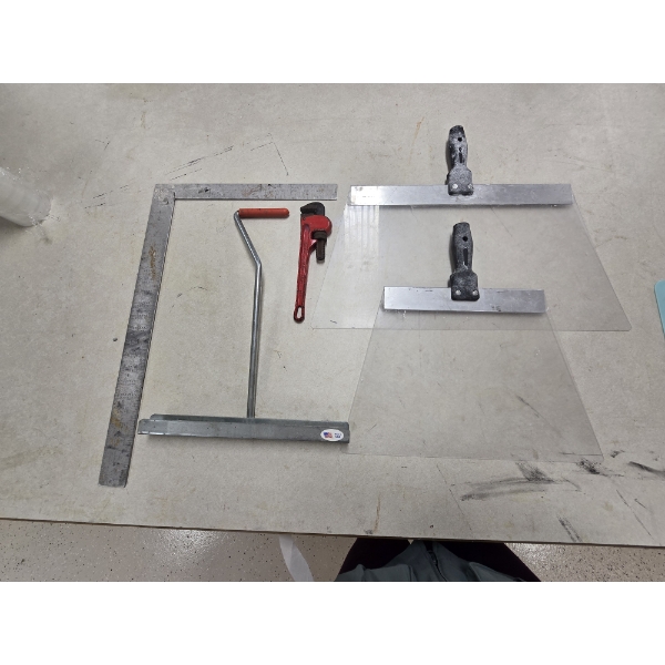 (2) Drywall Knock Down Tools (18" & 23"), Panel Handle,  (4) Bags Easy Sand Joint Compound & More
