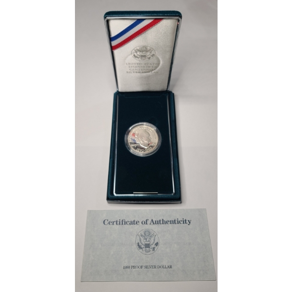 United States Mint 1990 Eisenhower Centennial Proof 90% Silver Dollar 